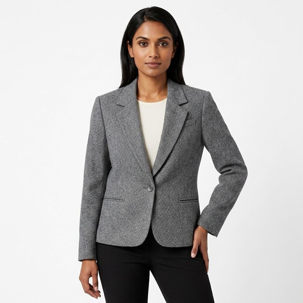 Saville Petites Wool Blend Gray Lined Jacket Women Size 10P
